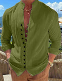 Classic Men's Retro Button Shirt - Long-Sleeved, Relaxed Fit Casual Top