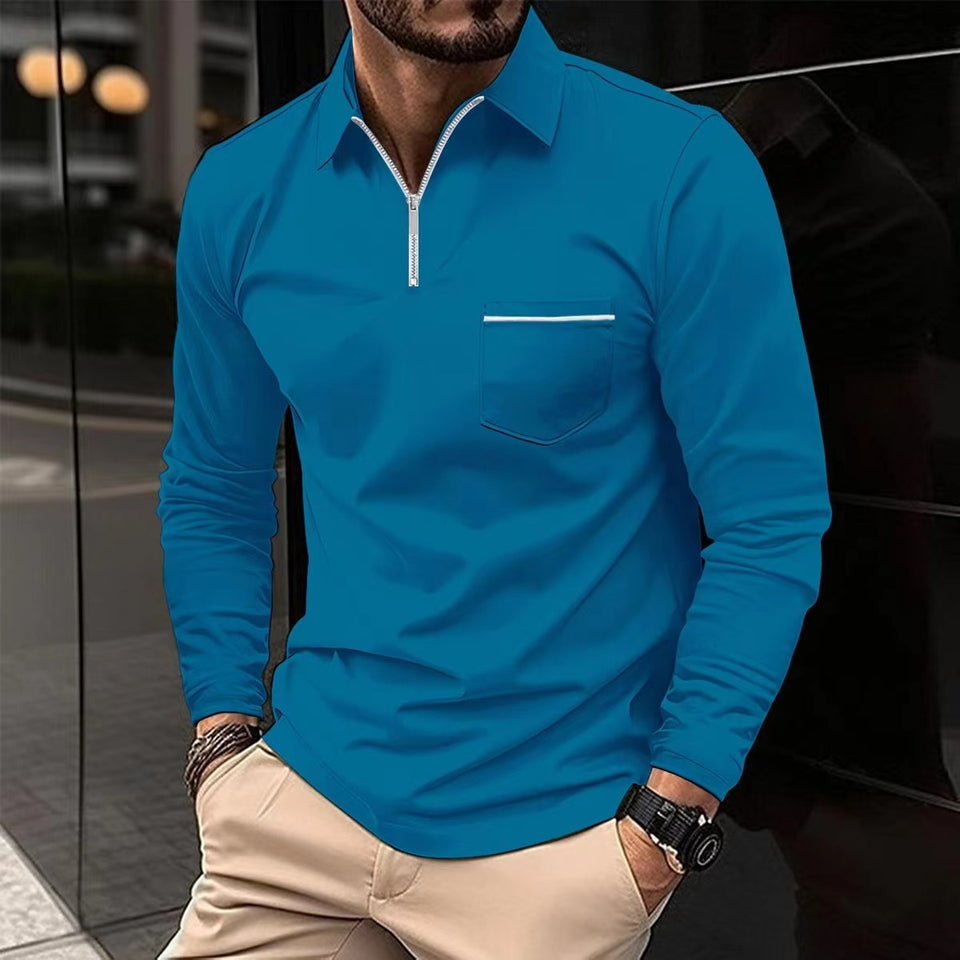 Men's Long-Sleeve Sports Polo Shirt - Classic Athletic Style