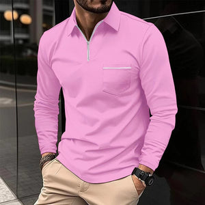 Men's Long-Sleeve Sports Polo Shirt - Classic Athletic Style