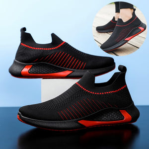 Men's Striped Mesh Slip-On Sneakers