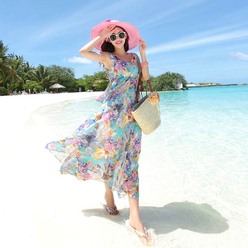 Women's Fashionable Floral Chiffon Dress - Casual and Stylish