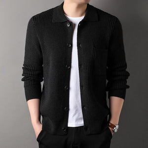 Men's Jacquard Lapel Cardigan