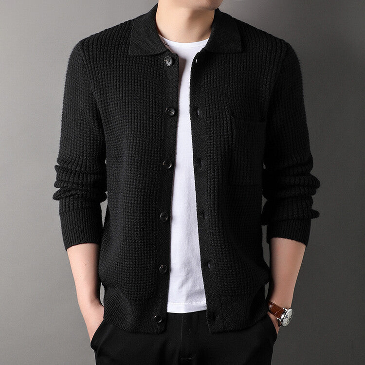 Men's Jacquard Lapel Cardigan