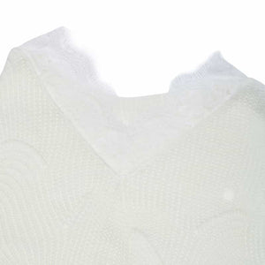 Women's Lace Stitching Mid-length White Sweater