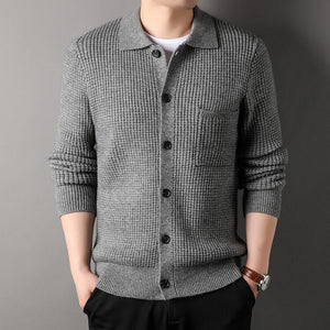 Men's Jacquard Lapel Cardigan