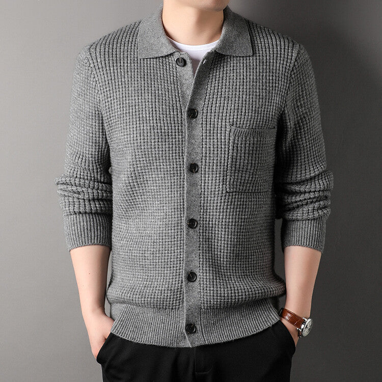 Men's Jacquard Lapel Cardigan