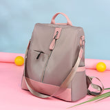 Stylish Women's Travel Backpack - Oxford Cloth & Canvas with Contrast Color