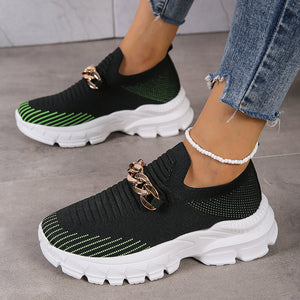 Women's Chain Design Breathable Mesh Slip-On Shoes