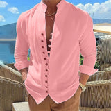 Classic Men's Retro Button Shirt - Long-Sleeved, Relaxed Fit Casual Top