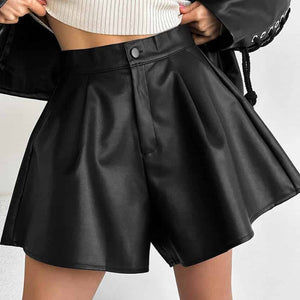 High Waist Fashion Leather Shorts