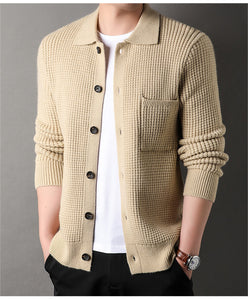 Men's Jacquard Lapel Cardigan