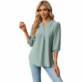 Elegant Loose-Fitting T-Shirt - Solid Color with Jacquard Texture and Lace Collar