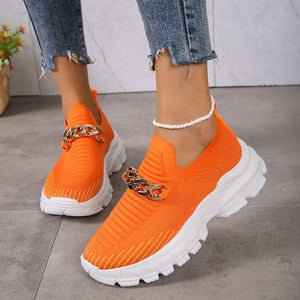 Women's Chain Design Breathable Mesh Slip-On Shoes