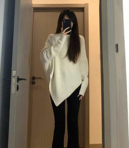 Irregular Design Turtleneck Sweater Women's Pullover