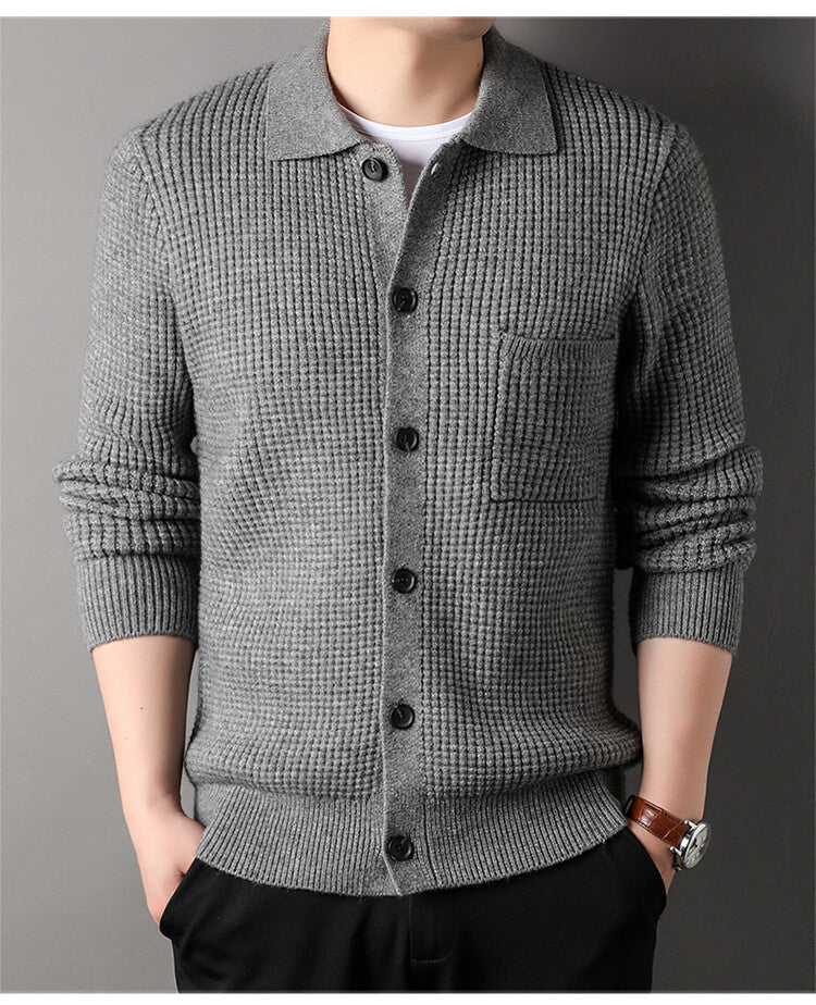 Men's Jacquard Lapel Cardigan