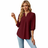 Elegant Loose-Fitting T-Shirt - Solid Color with Jacquard Texture and Lace Collar