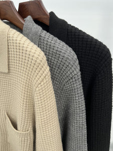 Men's Jacquard Lapel Cardigan