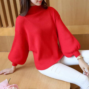 Irregular Design Turtleneck Sweater Women's Pullover