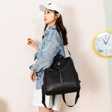 Stylish Women's Travel Backpack - Oxford Cloth & Canvas with Contrast Color