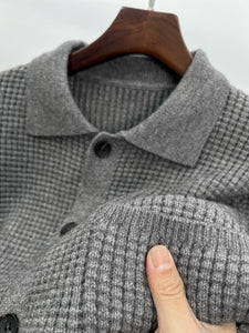 Men's Jacquard Lapel Cardigan