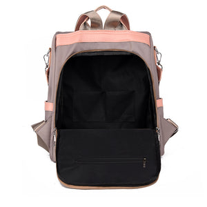 Stylish Women's Travel Backpack - Oxford Cloth & Canvas with Contrast Color