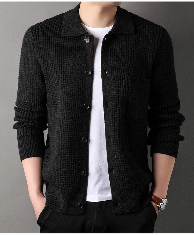 Men's Jacquard Lapel Cardigan