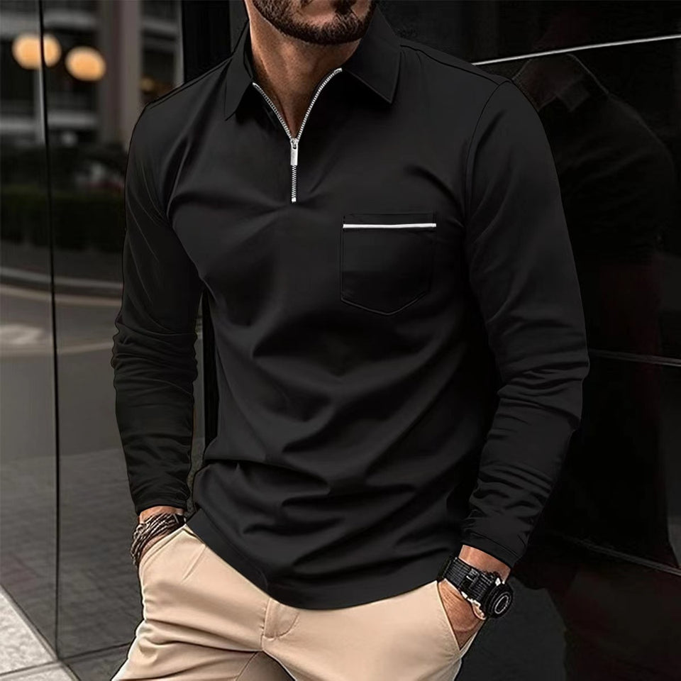 Men's Long-Sleeve Sports Polo Shirt - Classic Athletic Style