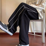 Black And White Striped Pants Men's Summer Loose Wide Leg