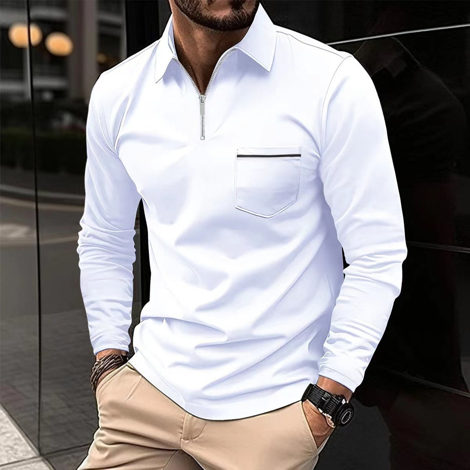 Men's Long-Sleeve Sports Polo Shirt - Classic Athletic Style